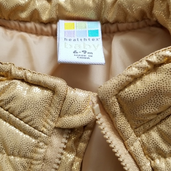 3/$15 Healthex baby 6-9 mo gold puffer vest - Picture 3 of 3